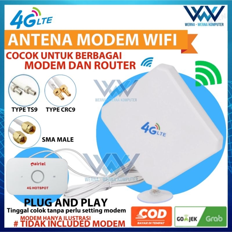 Antena External penguat sinyal Modem & Router SMA male , CRC9 , TS9