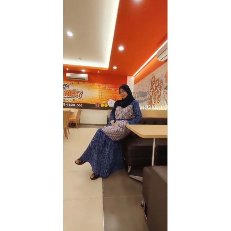 Nadine gamis batik modern katun 2 warna