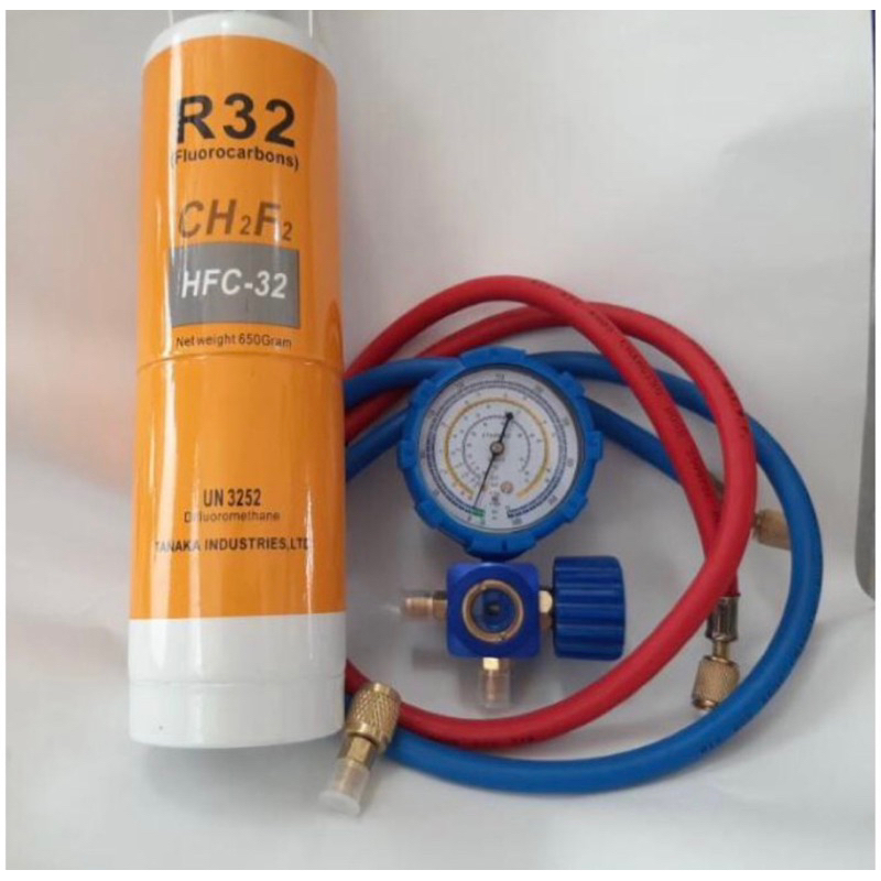 Paket isi AC rumah R32 lengkap R32 + manifold + selang + adaptor