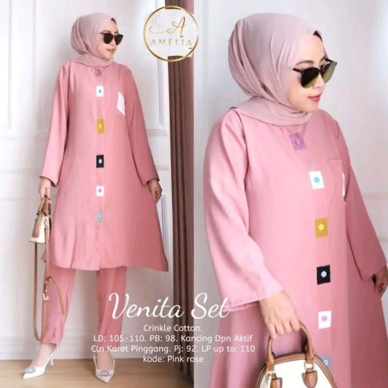 One Set Cringkle Baju Lebaran Busui Tunik