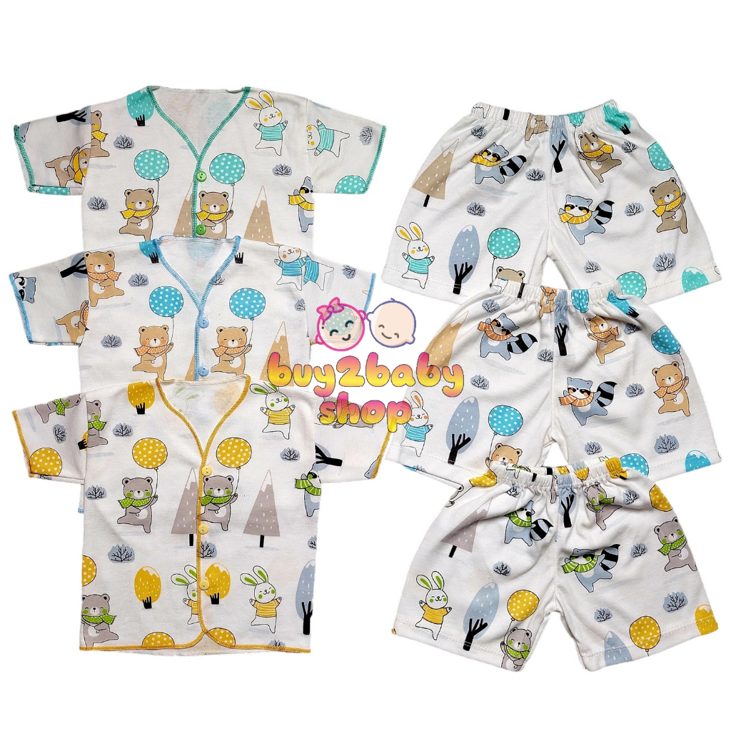 Baju bayi setelan piyama CPR dan panjang putih motif airin baby 0-3 bulan 3 setelan