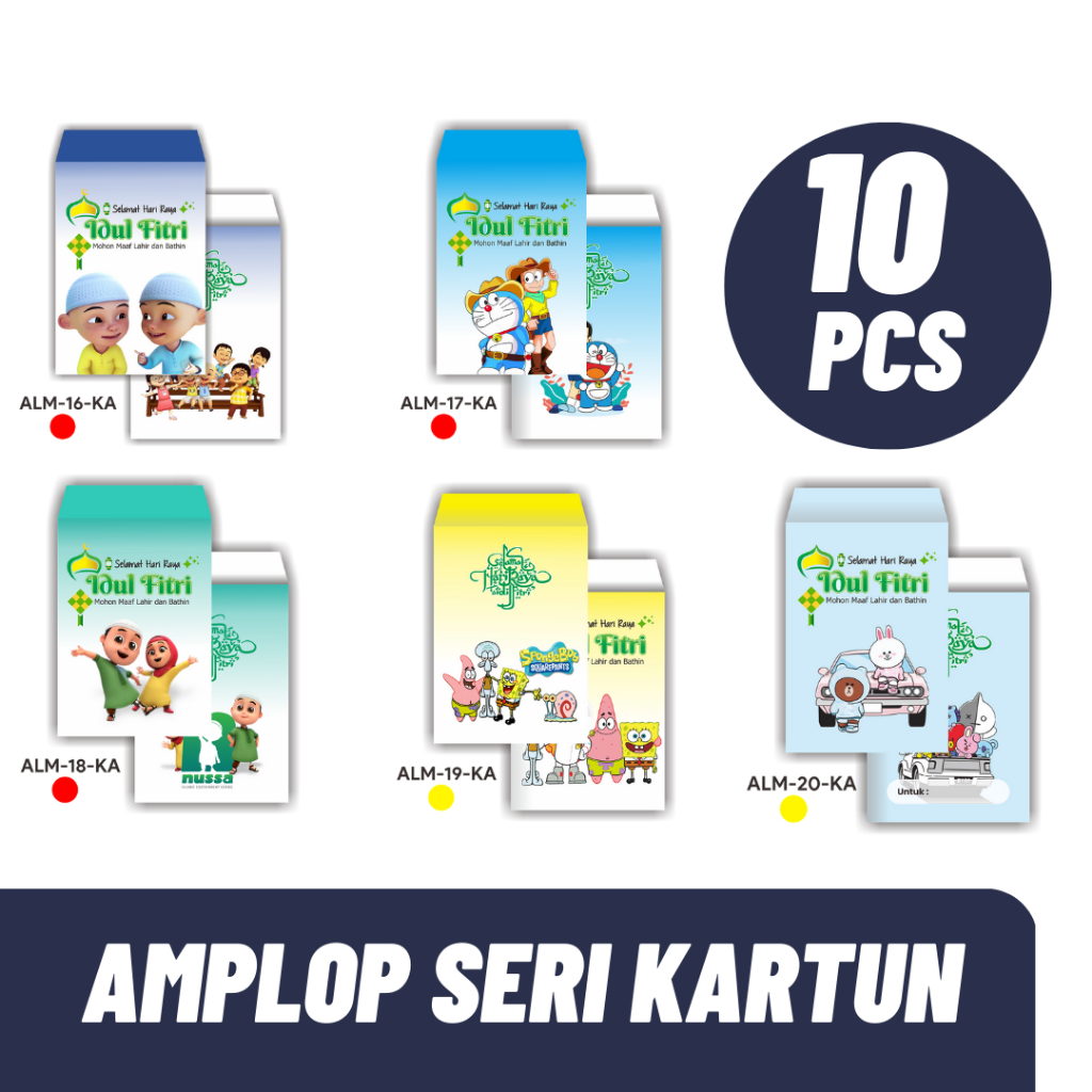

10 PCS AMPLOP LEBARAN MEDIUM TEMA KARTUN ANAK-ANAK VIRAL