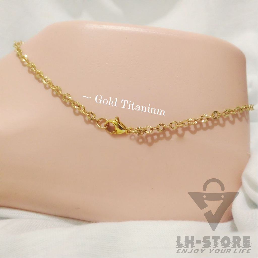 Gelang Kaki Titanium Wanita NURI UKIR POLOS Tersedia Warna Silver dan Gold Cantik Terbaru