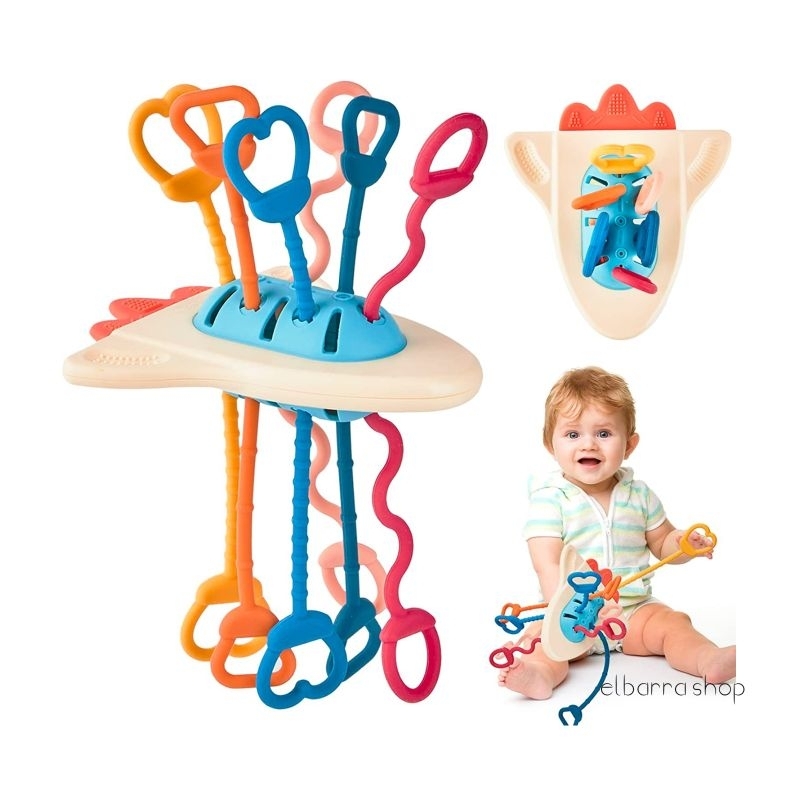 Mainan Edukasi Anak Sensory Motorik Pull String Toy Baby Teether BPA FREE Gigitan Silicone Food Grade Pop it Rattle Kado Bayi Krincingan Travel Fine Motor Skills Busy Toy Tummy Time Montessori Mainan Kerincingan Aktivitas Gantung Stroller Car Seat Boks