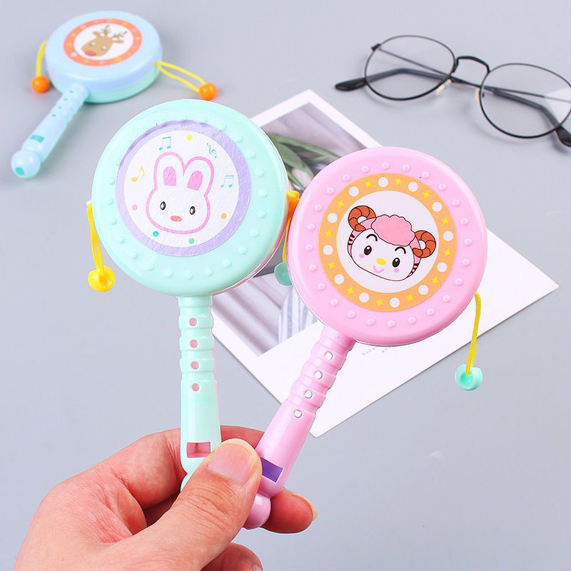 TokoPapin Mainan Rattle Stick Anak Bayi Bunyi Drum Shaker Peluit Tongkat Genggam