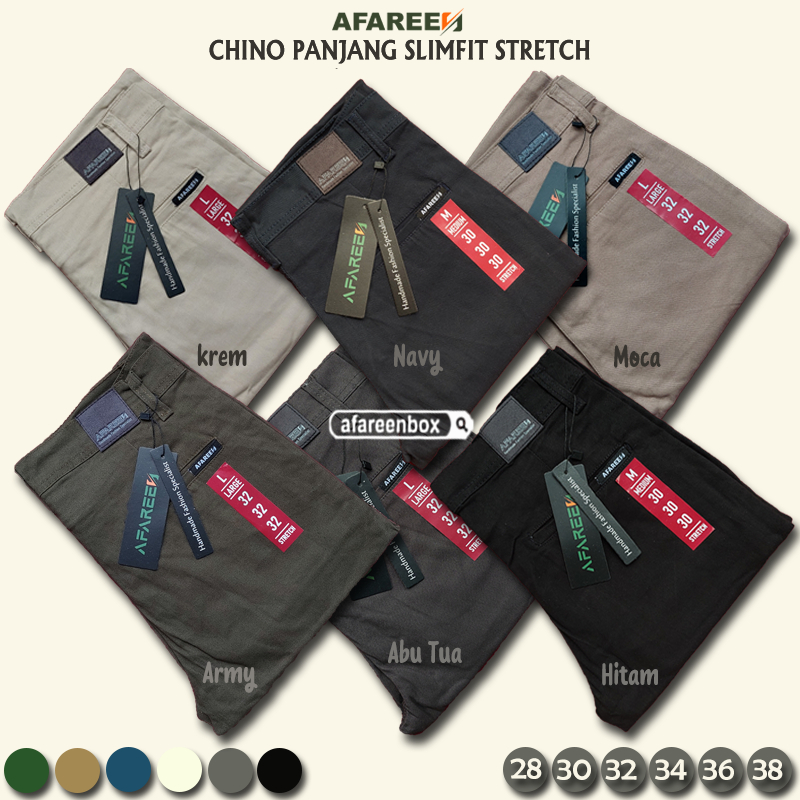 AFAREEN - Celana Chino Panjang Pria Chinos Panjang Slimfit Formal Kantor Melar