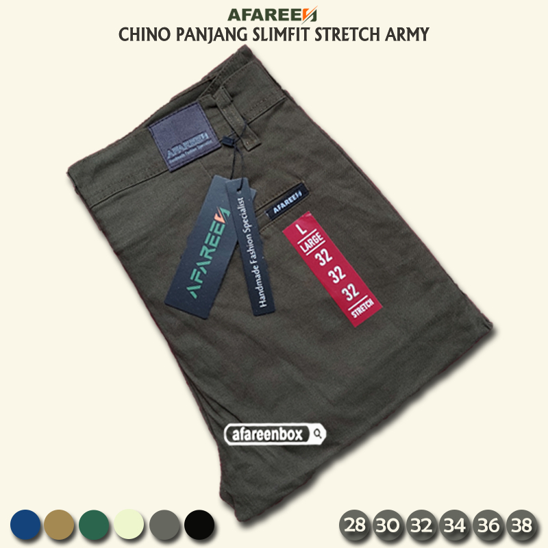 AFAREEN - Celana Chino Panjang Pria Chinos Panjang Slimfit Formal Kantor Melar