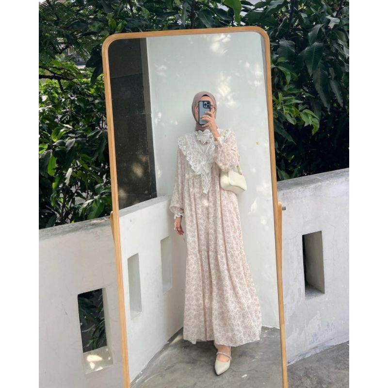 GIVA RUSTIC PRINCESS DRESS by Outfix / Gamis Import Motif Bunga / Gamis Murah / Gamis Ceruti Ceruty 