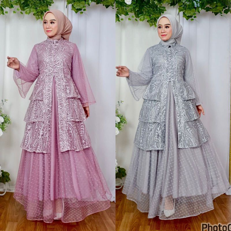 GAMIS ELAF GOWN INNER+OUTER // BAHAN TILLE BORDIR EXCLUSIVE KOMBINASI TILLE DOTTY // DALAMAN FULL FURING SATIN VELVET // SERAGAMAN KELUARGA // BAJU PESTA BRUKAT // BAJU LEBARAN // KEBAYA WISUDA LAMARAN // BAJU WISUDA // KEBAYA ORIGINAL // By PELANGI JAYA