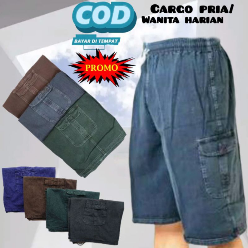 CARGO Celana Pendek Pria Dewasa Kolor Cowok Harian Pinggang Karet Grosir Pakaian Laki laki Distro Ch