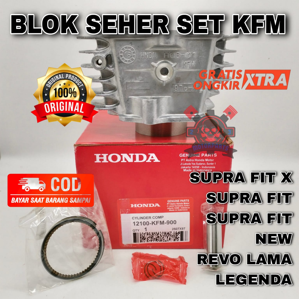 Blok Seher Honda KFM Block Piston Supra Fit New Revo 100 Legenda Boring Silinder Set Kualitas Asli O
