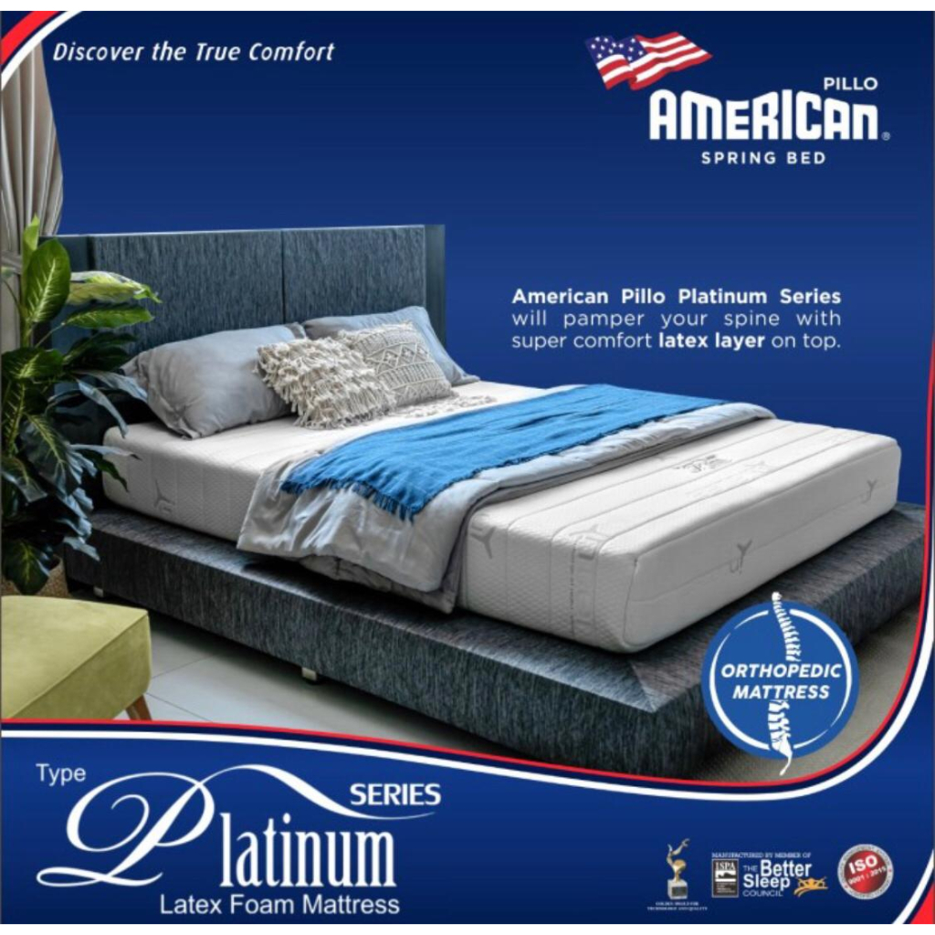 American Pillo Matras Kasur/Spring Bed Set Type Platinum Series Latex READY MAKASSAR PROMO