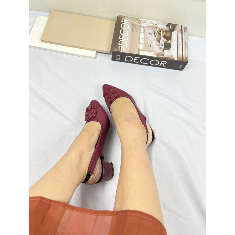 sepatu heel wanita terbaru kekinian pesta LOUISDEAR P74 heel tapak tahu 5 cm bahan dove