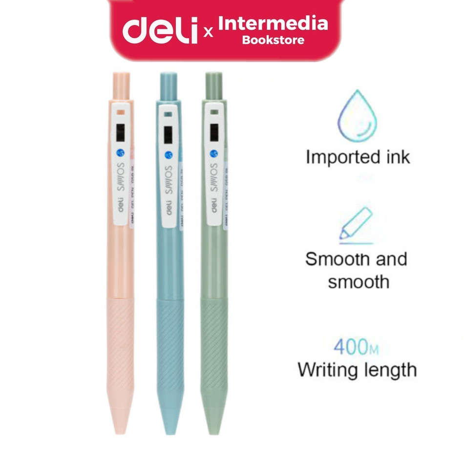 

Deli EG58 Retracable Gel Pen / Pulpen Gel Cetak 0.5 mm Tinta Hitam Body Pastel
