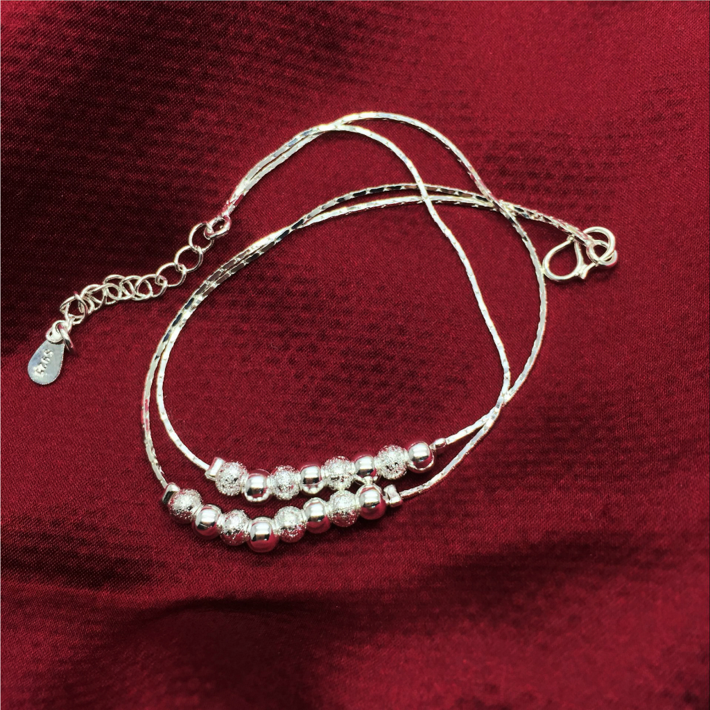Gelang kaki berlapis perak/Gelang kaki berlapis perak mutiara/Perhiasan perak mutiara/gelang kaki ca