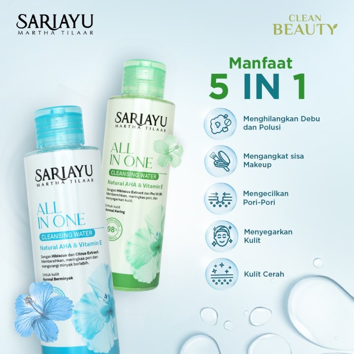 Sariayu All In One Cleansing Water || Sari Ayu Pembersih Make Up Kulit Normal Berminyak