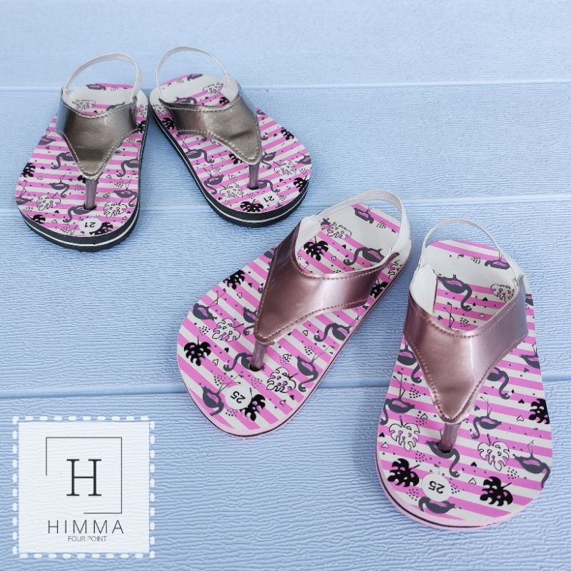 SANDAL ANAK PEREMPUAN Jepit Spons Flamingo | SANDAL BALITA | SANDAL BAYI TALI BELAKANG KARET