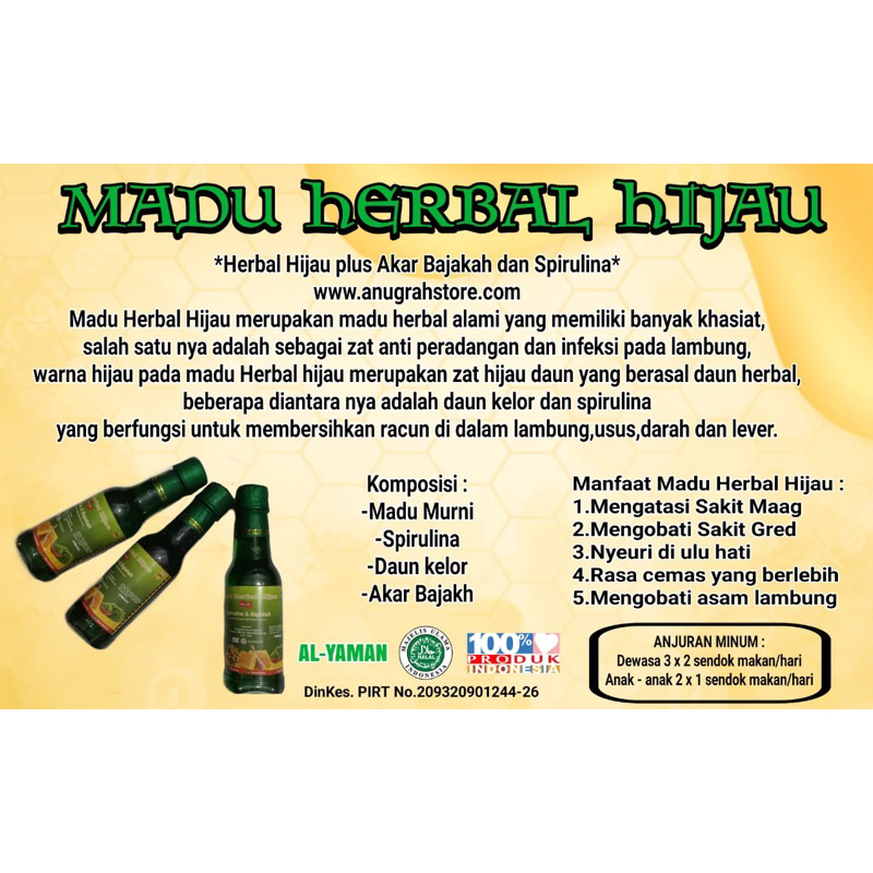 

Madu herbal hijau (asli 100%)