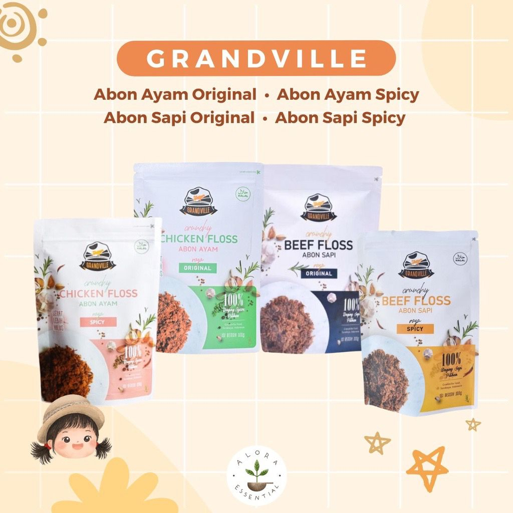 Grandville Abon Sapi Ayam Crunchy – Abon Anak Non MSG Halal MPASI 100Gr
