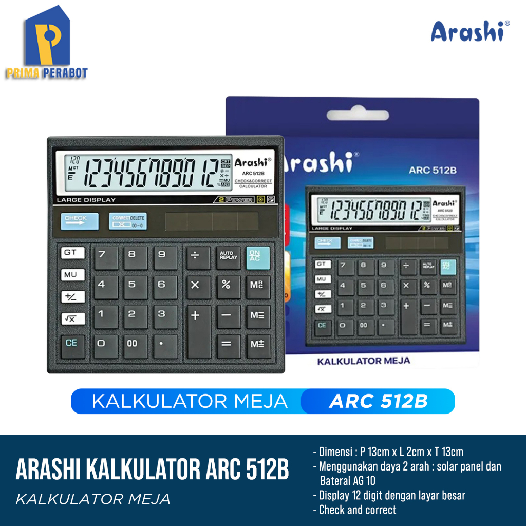 

Kalkulator Arashi 12 Digit ARC 512A