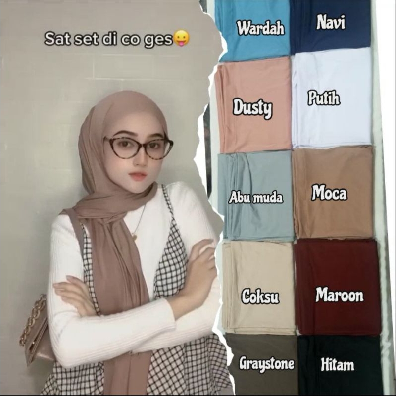 Pasmina Instan Oval Tanpa jarum, Jersey Super Nyaman