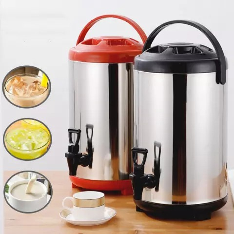 Milk Tea Bucket 12 Liter | Dispenser Stainless Steel | Termos Besar Air Panas Dingin | Water Jug kap