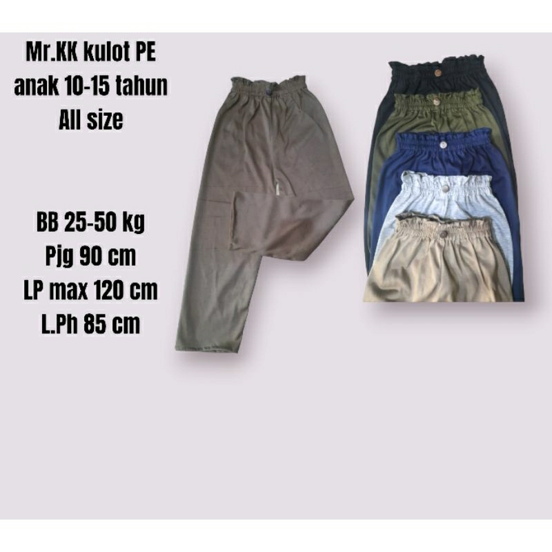 Kulot PE anak 10-15 tahun 20- 50 kg, PAKET ISI  3 pcs cuma 50k