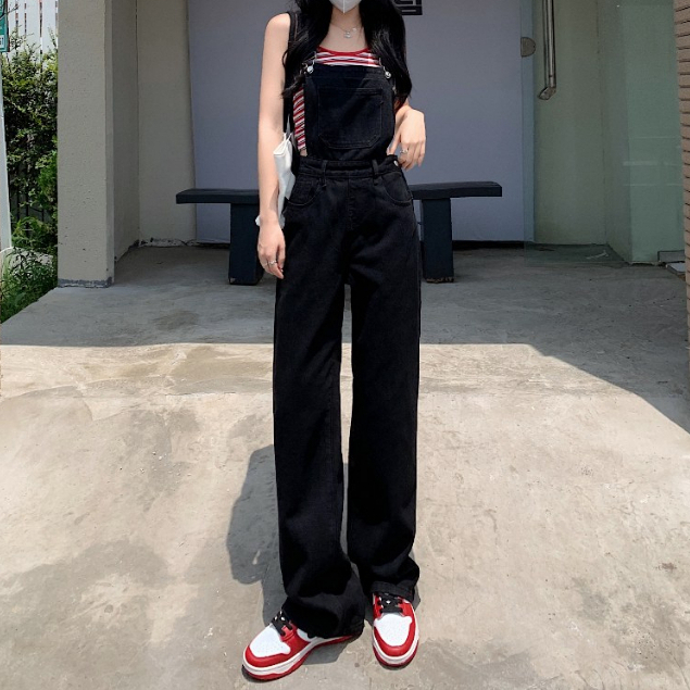 Korean Style Retro Casual jumpsuit Denim Vintage Import/jumpsuit putih wanita/Jumpsuit jeans putih