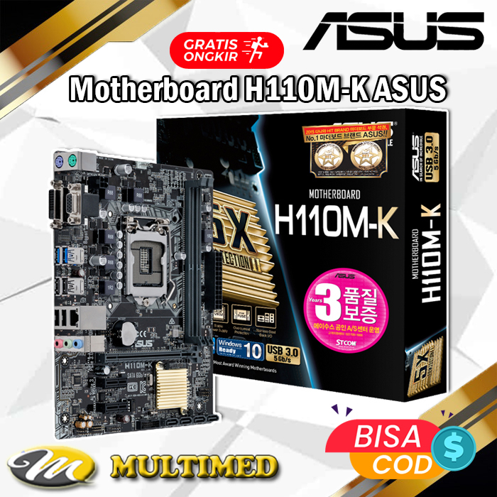 Paket Motherboard H110 LGA 1151 DDR4 New + Core I3 6100 + Fan + RAM