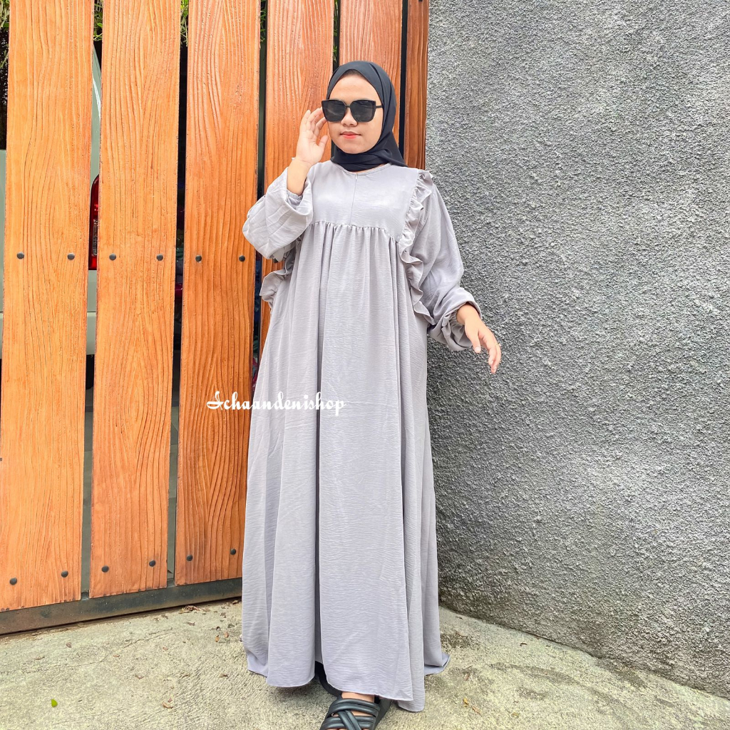 ICH - Gamis Adira Jumbo Ruffle Gamis Busui Dress Jumbo