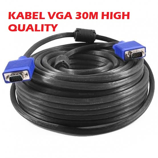 KABEL VGA 30 METER MALE TO MALE HIGH QUALITY VGA CABLE 30M - KABEL VGA 30M WARNA HITAM PLATE