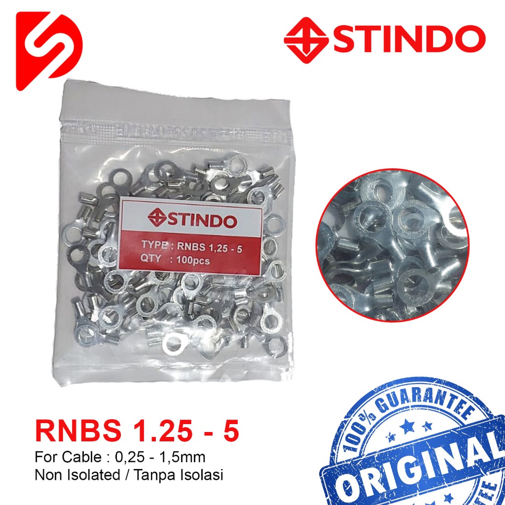 Skun Ring RNBS1.25-5 Skun Kabel O Non Insulated 1.5mm RNBS1,25-5 1,5mm