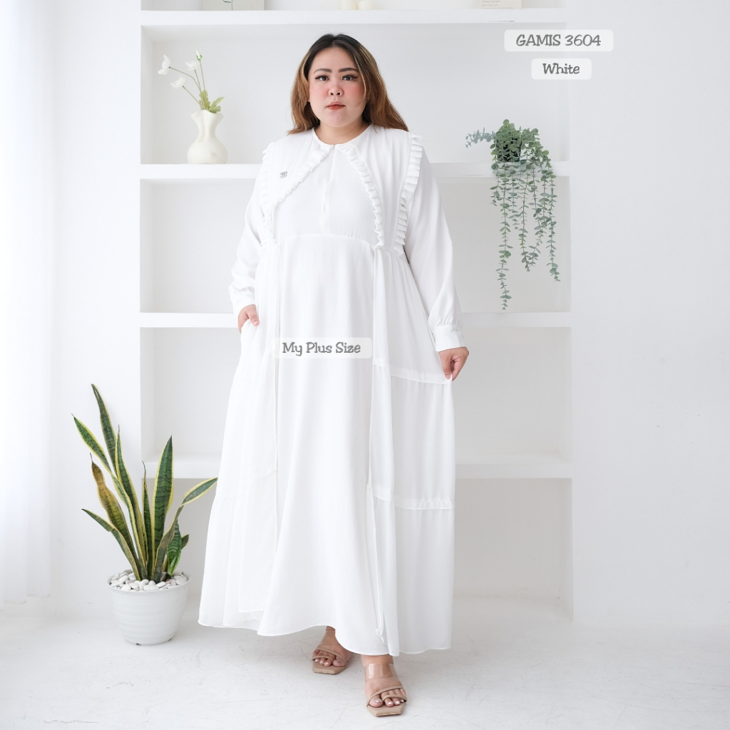 Gamis Ruffle Bros Wanita Jumbo 3604, Ld 130 &amp; 144 cm