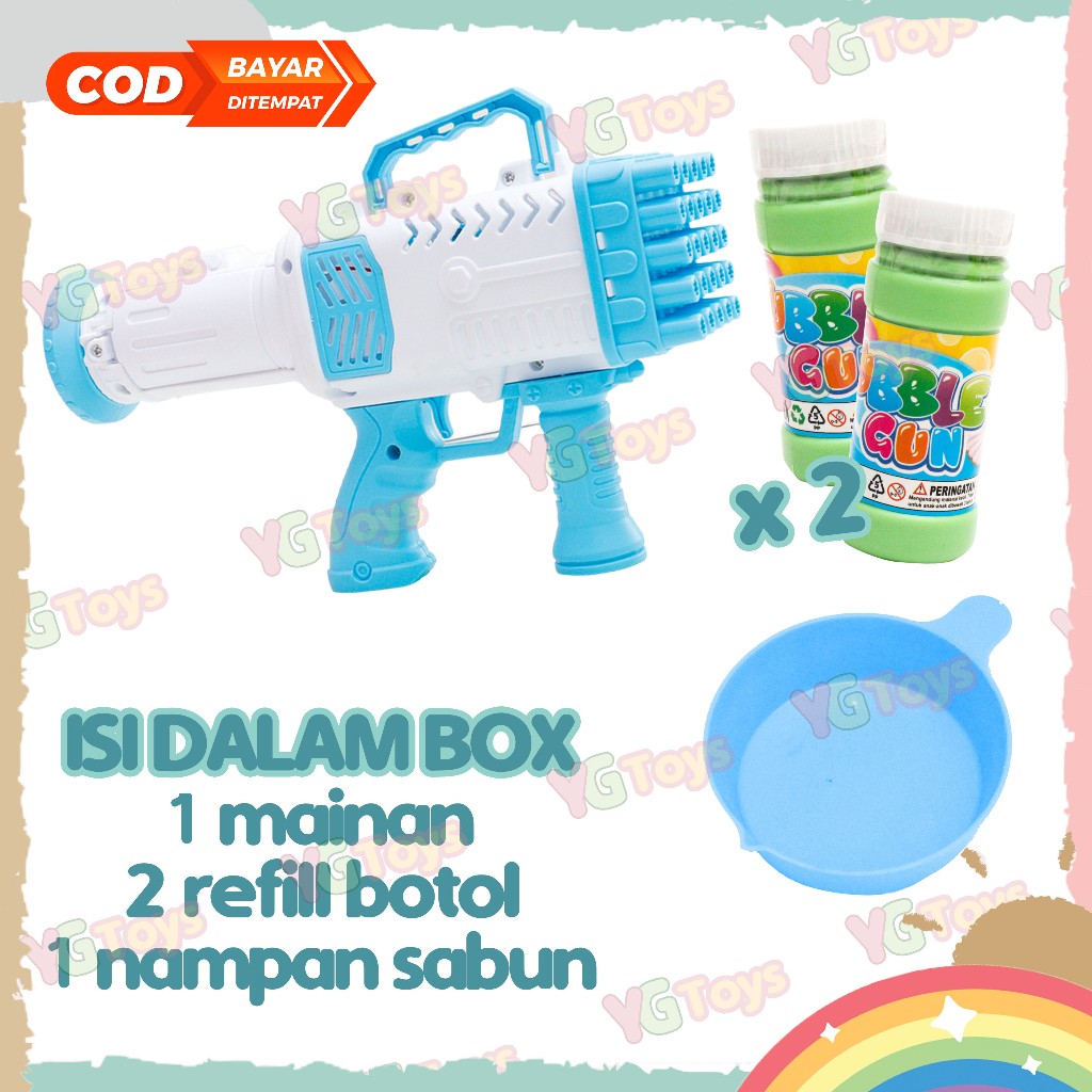 YGtoys Mainan Bubble Gun Bazoka JUMBO 32 Hole Rocket Launcher BESAR Gelembung Sabun Tembakan Balon Gatling Anak Elektrik Edukasi Edukatif