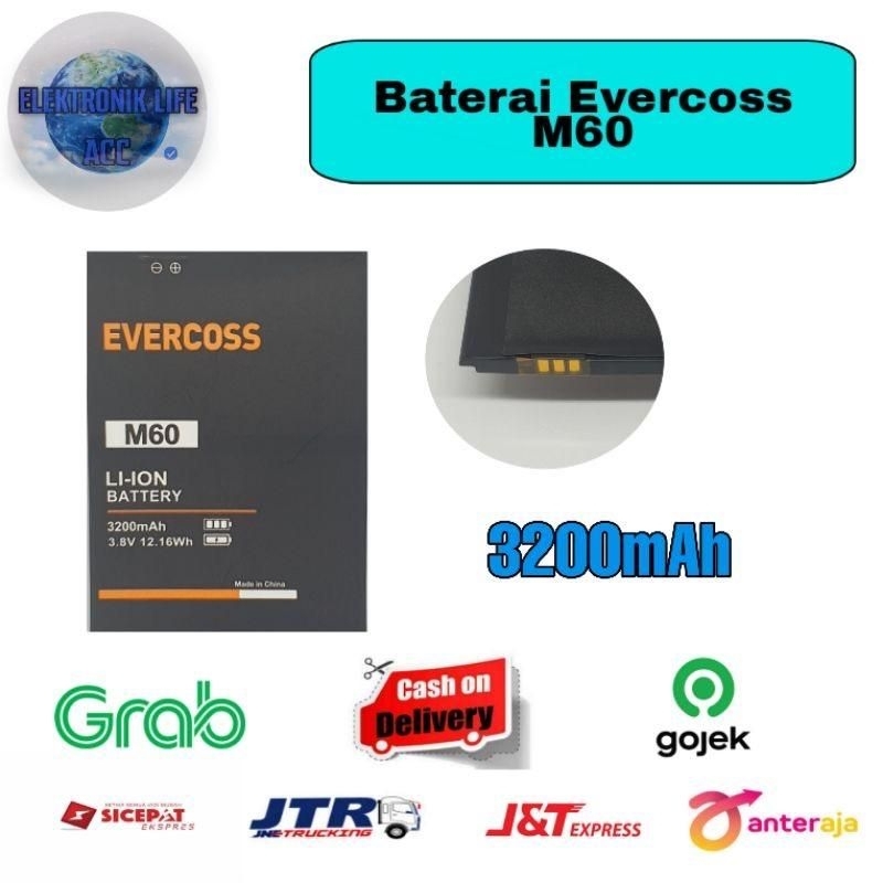 BATERAI BATTERY BATRE BATRAI BATREI BAT EVERCOSS M60 original