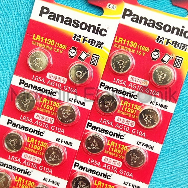 Baterai Panasonic LR1130 389 AG10 LR54 SR54 Batre Kancing LR 1130 Original Baterai Jam Kalkulator 1.5V