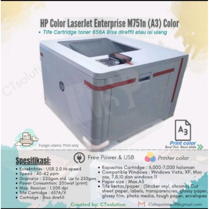 HP Color Laser Jet Enterprise M751 A3 (warna)
