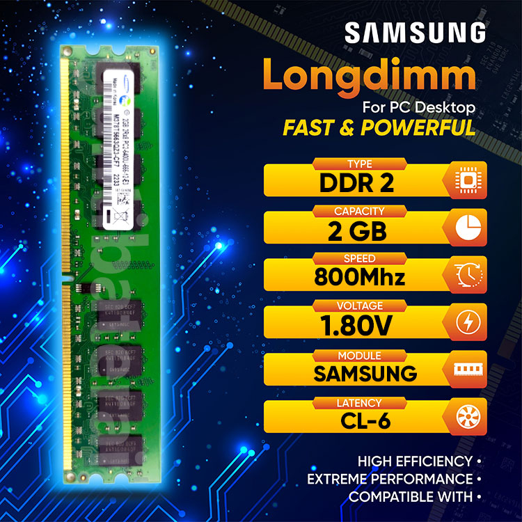 Longdimm Ram PC Komputer 2GB DDR2 PC2-6400