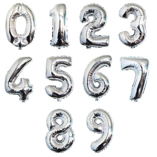balon huruf / angka silver balon nama abu abu silver 40cm