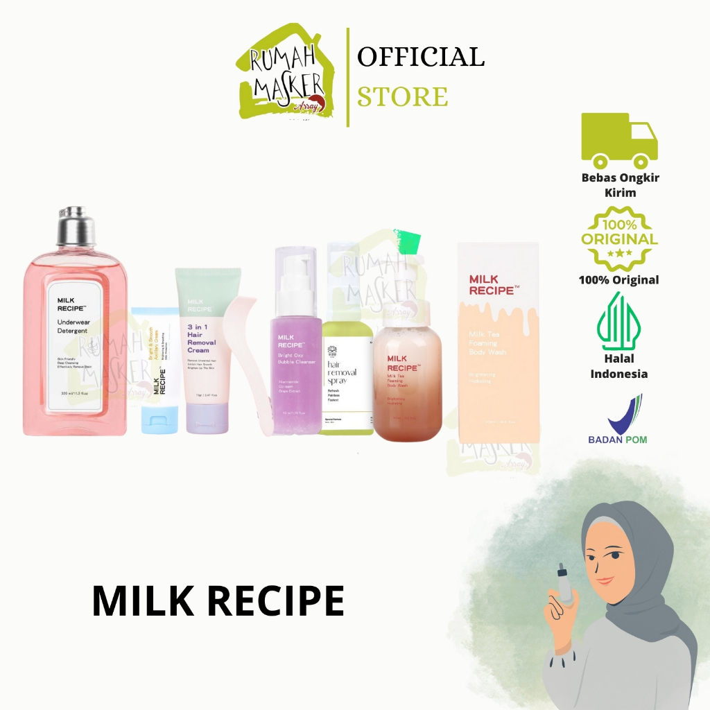 MILK RECIPE 3 IN 1 HAIR REMOVAL HAIR | Foaming Body Wash | Bright Oxy Bubble Cleanser | Bubble Lip M