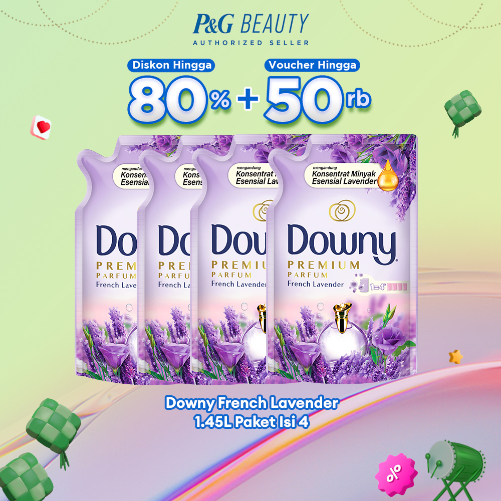 Downy Pelembut dan Pewangi Pakaian Konsentrat French Lavender 1.45 L - Paket Isi 4