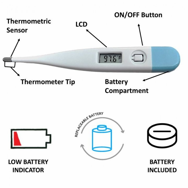 Thermometer Digital Pengukur Suhu Tubuh Termometer Badan Dewasa Anak