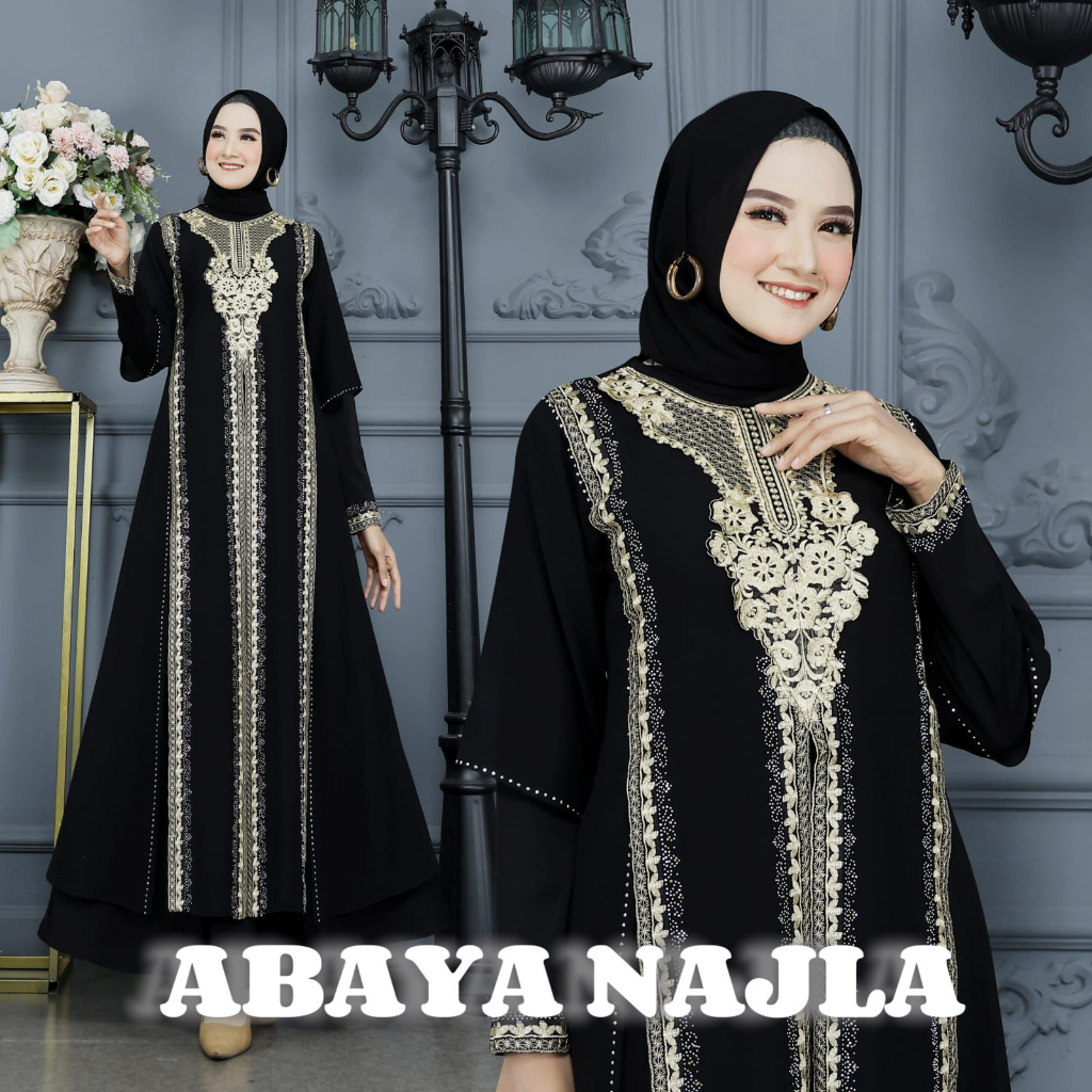 Gamis abaya turki kekinian / gamis mewah / dress lebaran / gamis bordir / ABAYA NAJLA