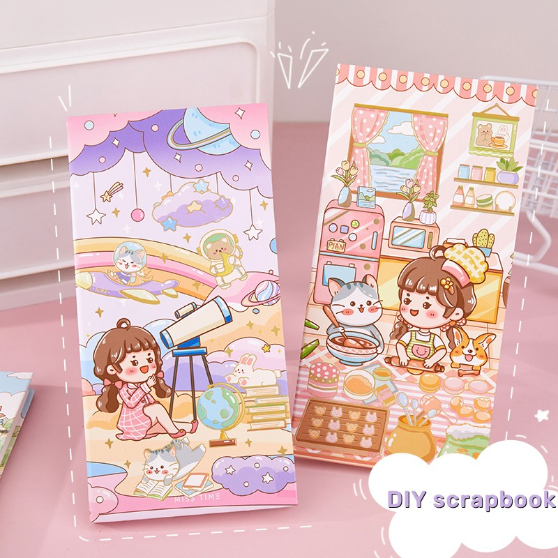 

80 lembar Notebook Weeks cute portable Buku catatan motif kartun lucu Agenda diary untuk pelajar sekolah Buku tulis harian Week plan Scrapbook jurnal handbook