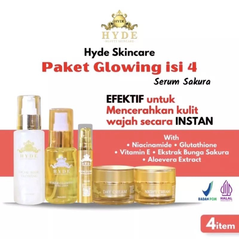 HYDE BEAUTY SKINCARE BEAUTY SKINCARE FACIAL WASH+SERUM SAKURA+CREAM MALAM+CREAM SIANG