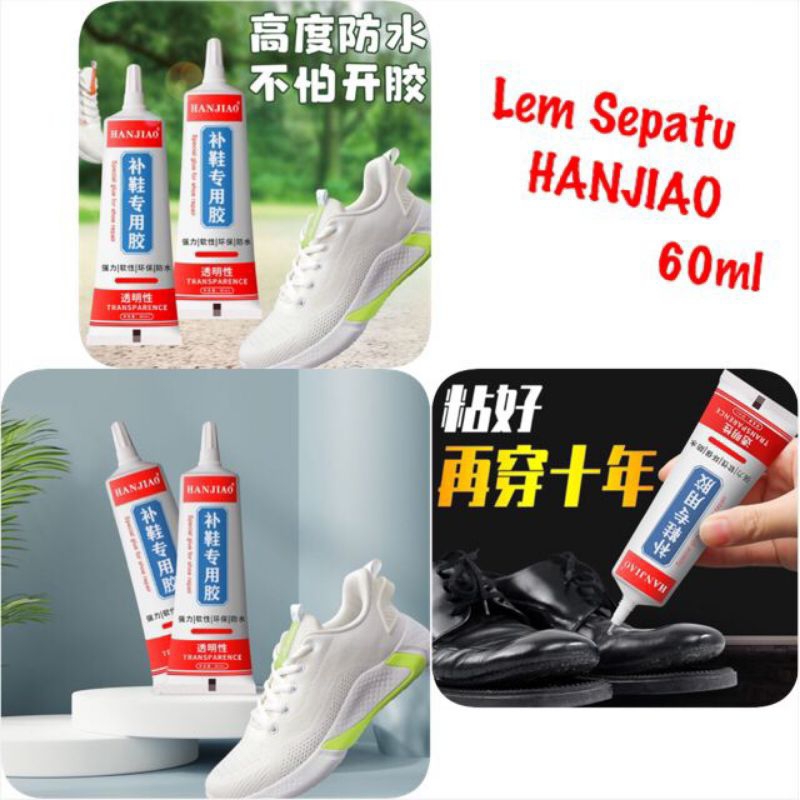 

LEM CAIR SEPATU HANJIAO TAHAN AIR SUPER KUAT / CAIRAN PENAMBAL SOL SEPATU SANDAL HEELS 60ML