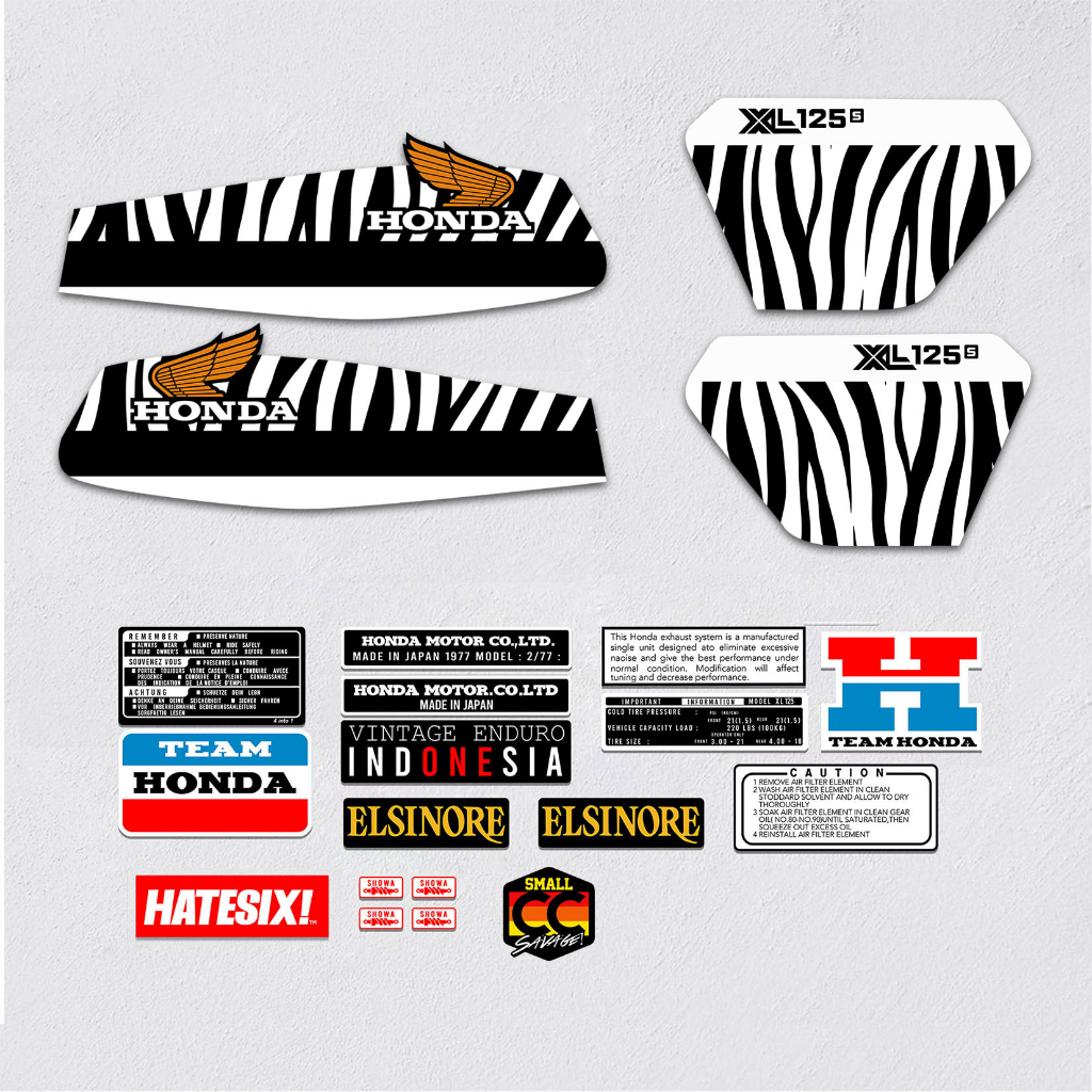 Stikcer decal Honda XL 125s Small CC Savage Zebra Hatesix