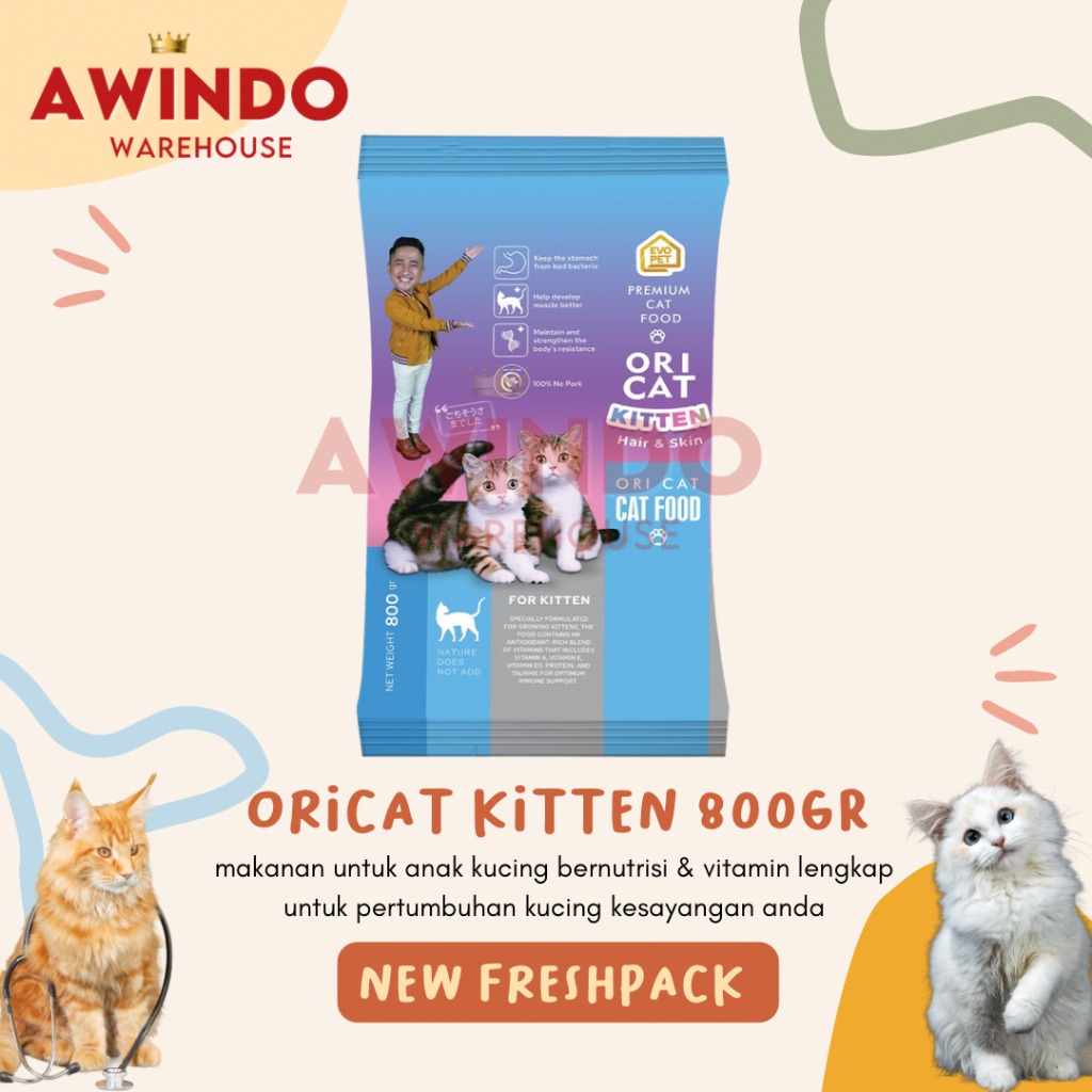 ORICAT KITTEN 800GR - Makanan Anak Kucing Kering Ori cat Junior Kitten 800gram