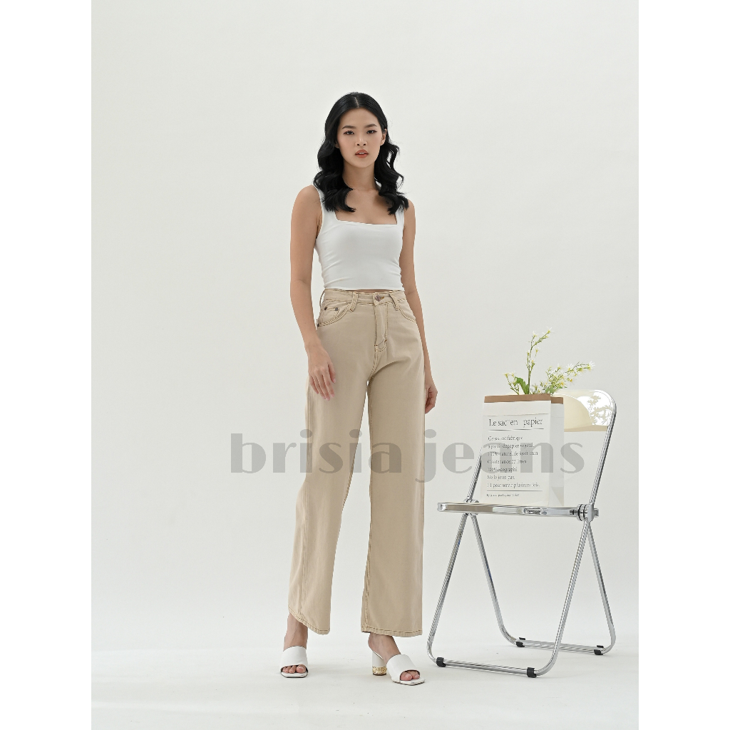 [SIZE 27-34] JIYEON Boyfriend Cullote Jeans (Highwaist) - Cream / Loose Jeans