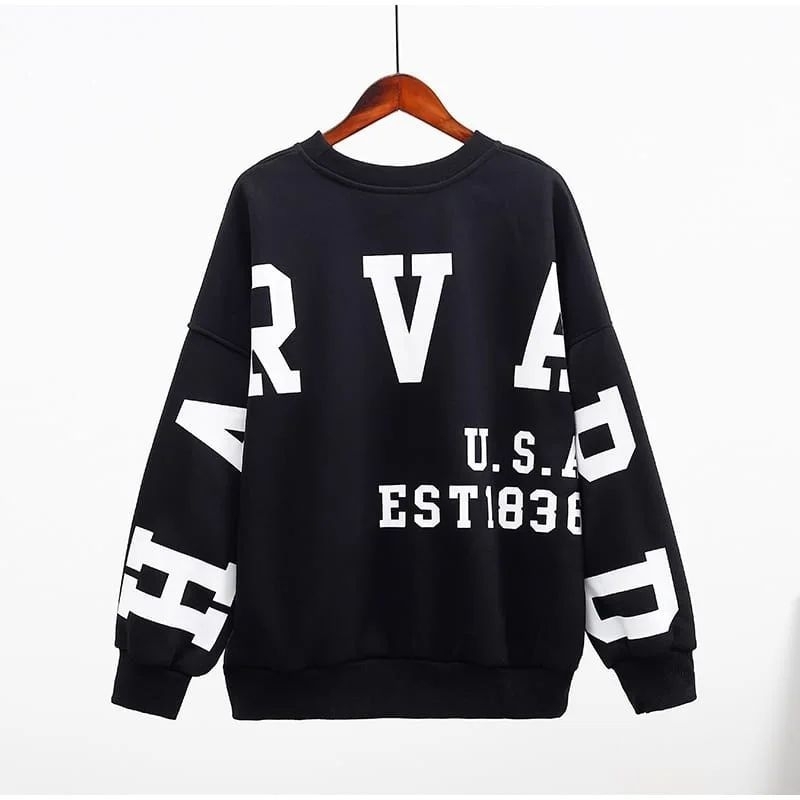 Sweater Couple Wanita korean Style Oversize Jumbo Harvard